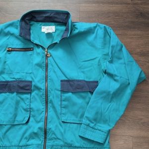 Westmark Imprintables Adult Size Large Green with Blue Vintage Zip Jacket